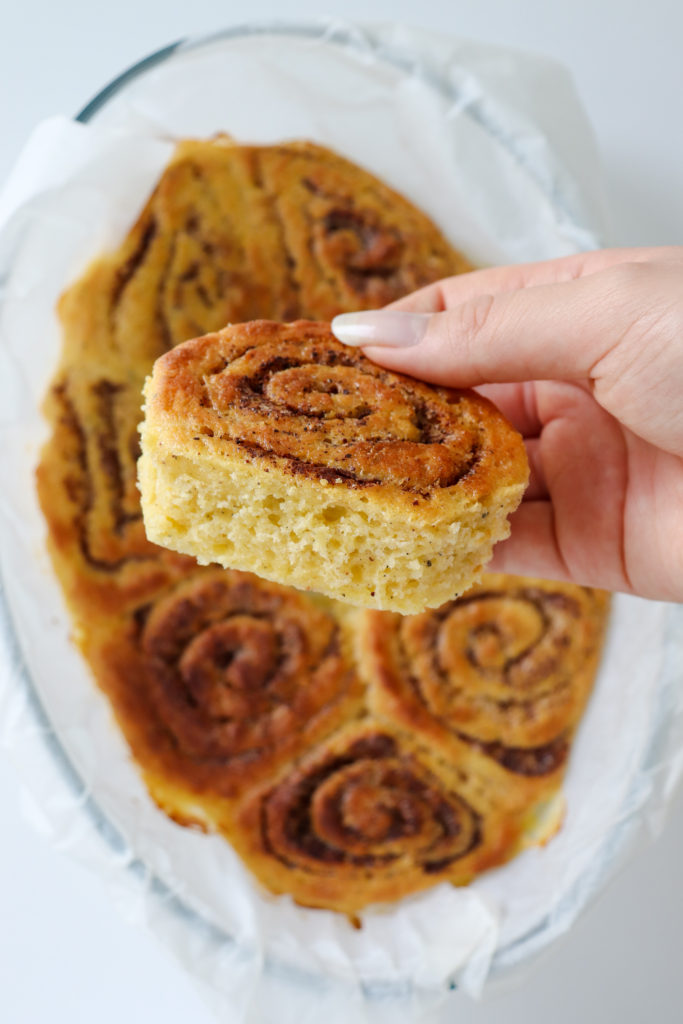 gluten-free cinnamon rolls seasoned with cardamom